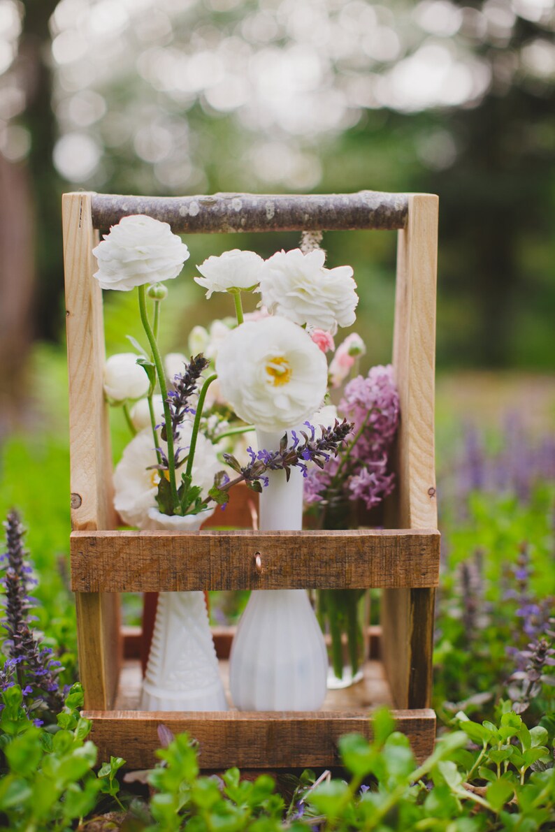 Wine Caddy Flower Caddy Wine Carrier Rustic Wine Caddy Etsy