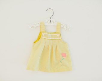 Vintage Yellow Girls Dress, Vintage Baby Dress, Vintage Flower Baby Dress