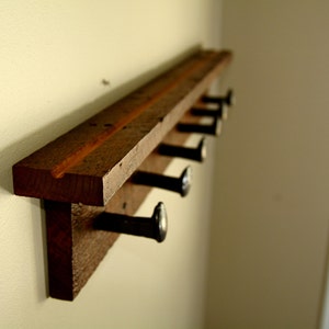 Rail Spike Barnwood Coat Rack Reclaimed, Sustainable Home Decor image 3