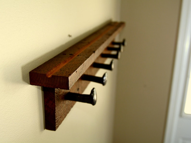 Rail Spike Barnwood Coat Rack Reclaimed, Sustainable Home Decor image 3