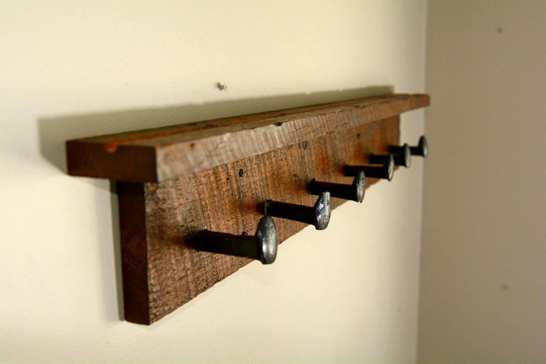 Rail Spike Barnwood Coat Rack Reclaimed, Sustainable Home Decor Etsy