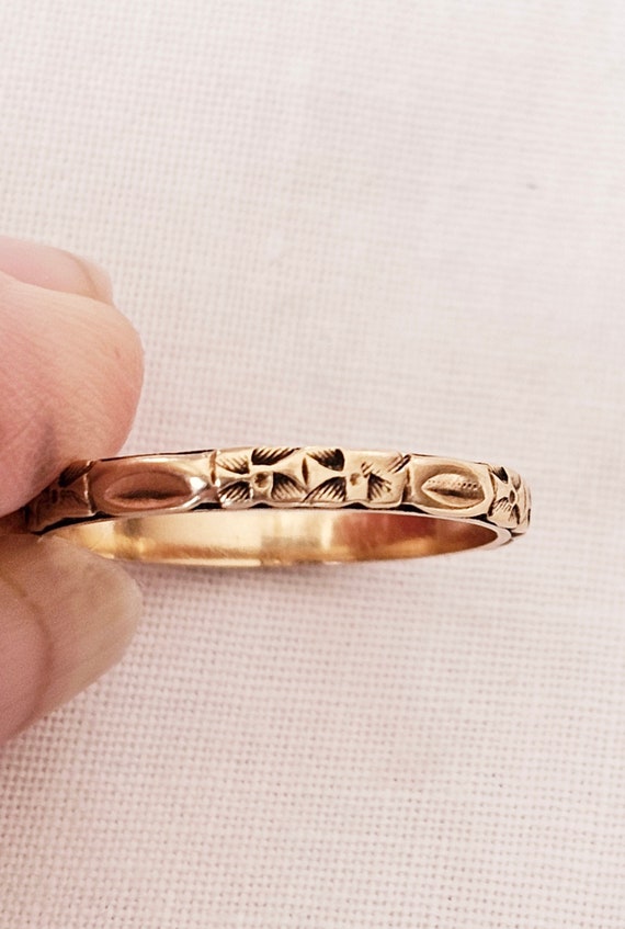 Antique Art Deco Orange Blossom Wedding Band, 14k 