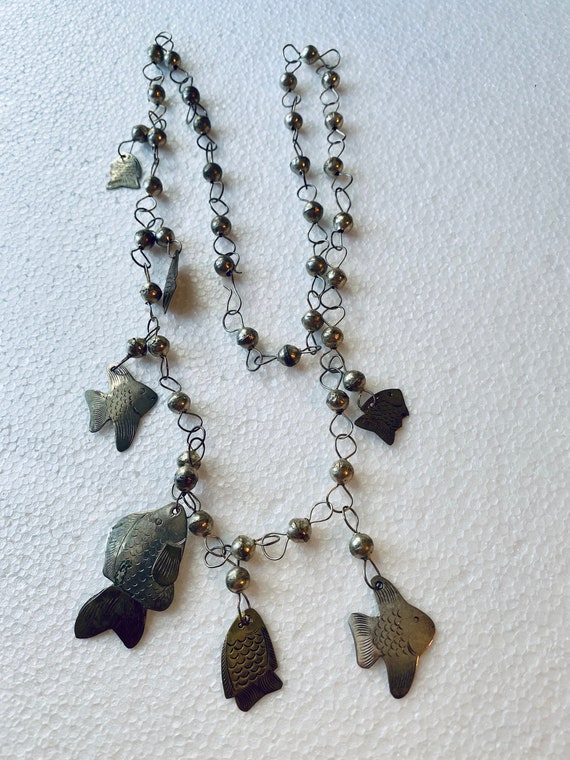 Fun Mexican Fishy Charm Milagro Necklace