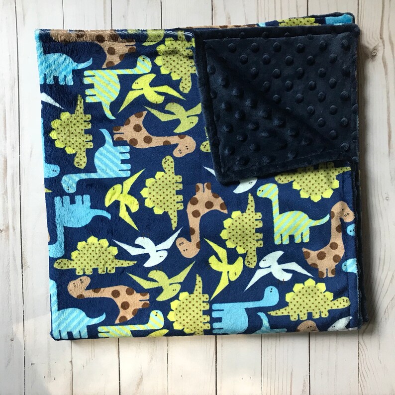 Dinosaur Blanket Double Minky Blanket Personalized Baby Etsy