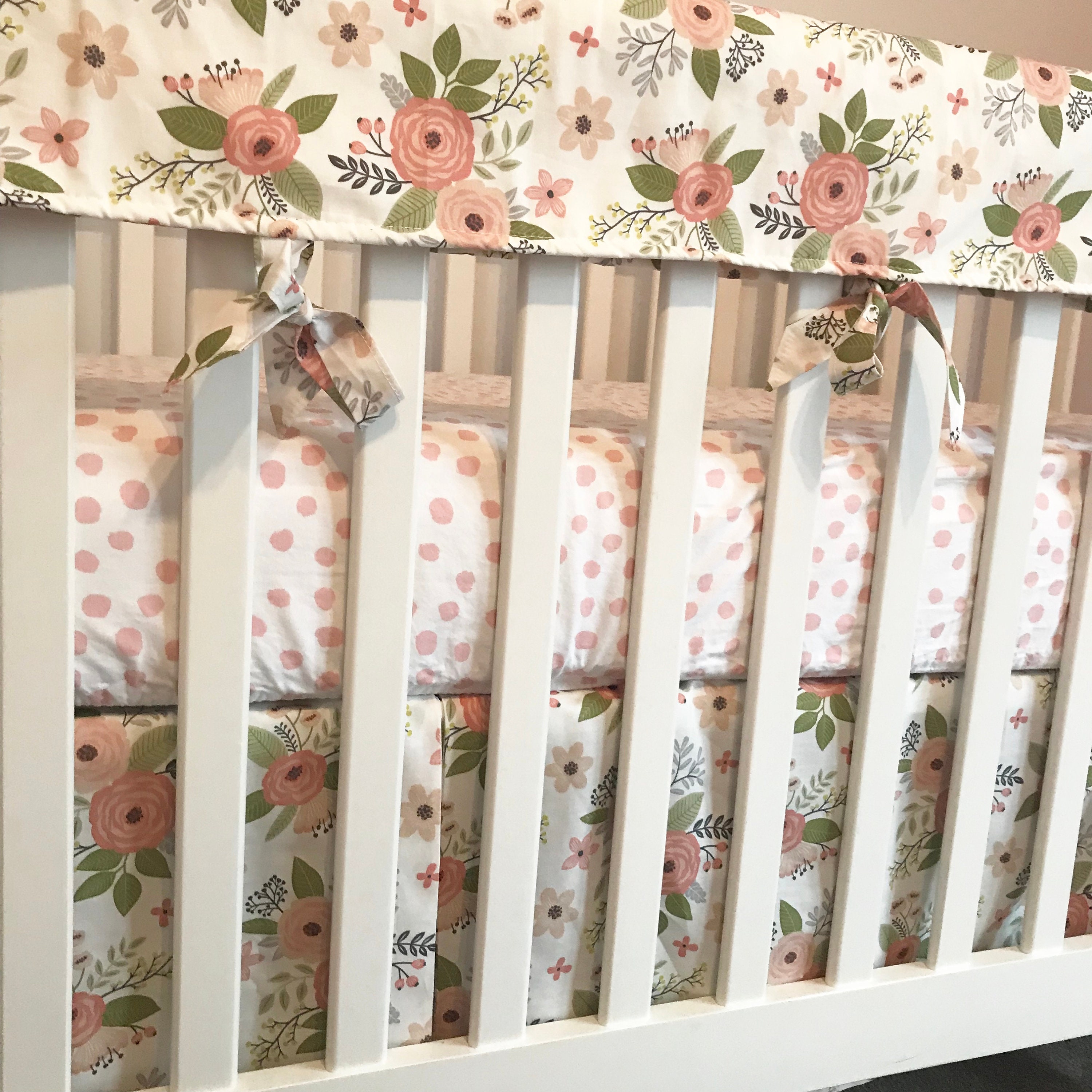 Floral Bed Skirt Coral Bed Skirt Floral Baby Bedding Coral Baby