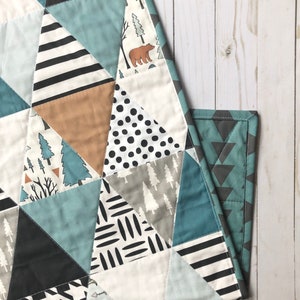 Baby Quilt, Woodlands Quilt, Woodland Nursery Bedding, Baby Boy Bedding, Baby Boy Blanket, Gray Blue Blanket, Deer Blanket, Crib Blanket