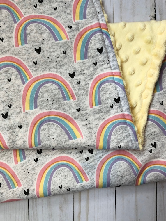 Rainbow Hearts Baby Blanket, Personalized Baby Blanket, Baby Girl Blanket, Toddler Girl Blanket, Rainbow Nursery Decor, Rainbow Nursery Bed