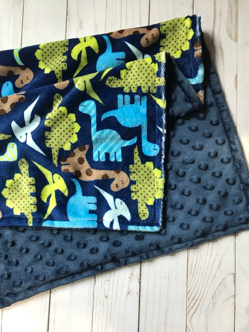 Dinosaur Blanket Double Minky Blanket Personalized Baby Etsy