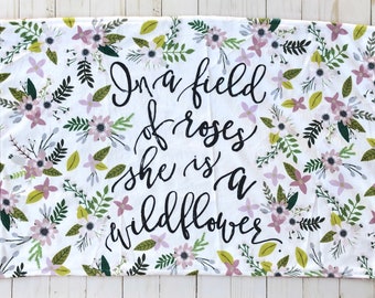Wild Flower Baby Blanket, Floral Baby Blanket, Purple Floral Blanket, Field Of Roses Blanket, Floral Crib Bedding, Floral Toddler Bedding
