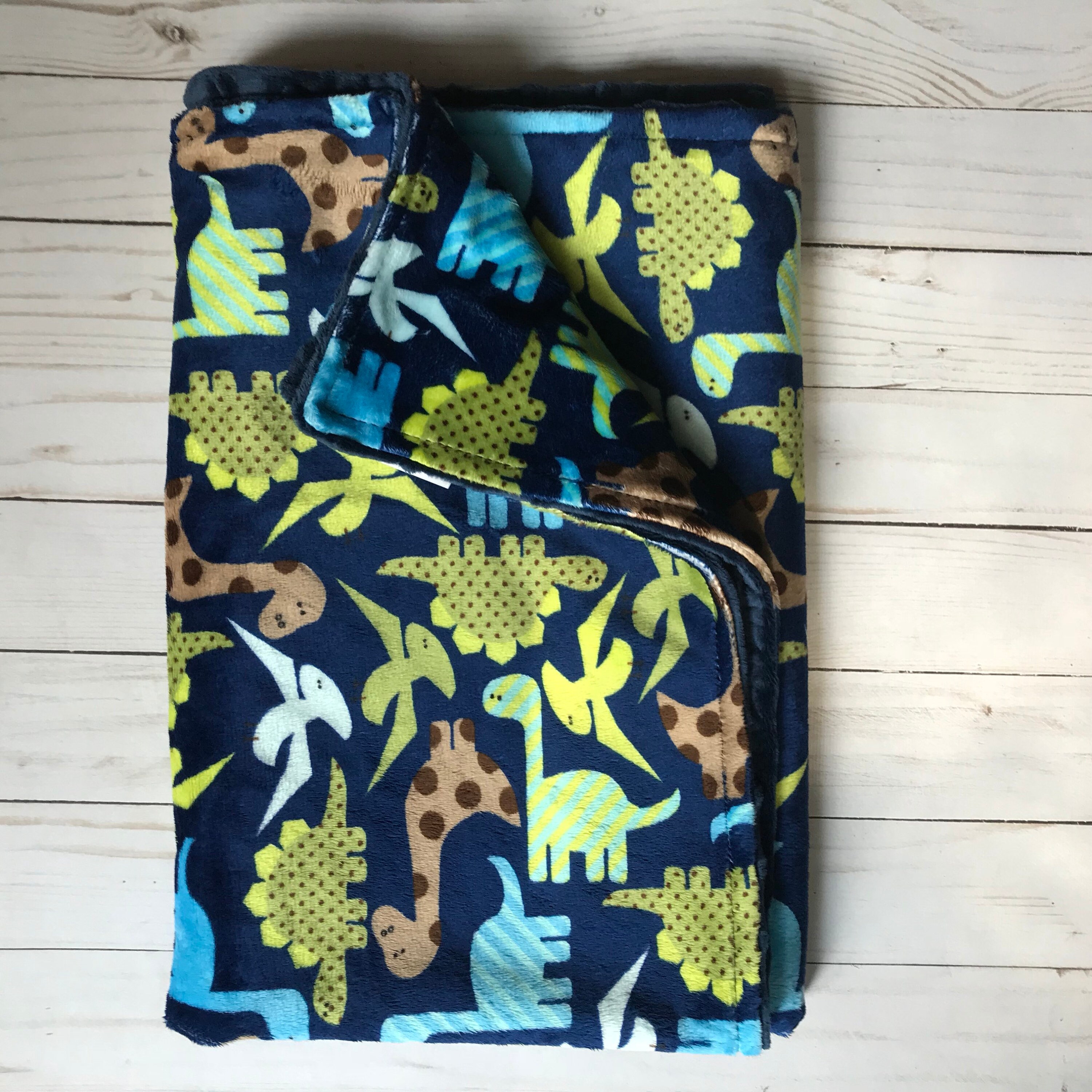 Dinosaur Blanket Double Minky Blanket Personalized Baby Etsy