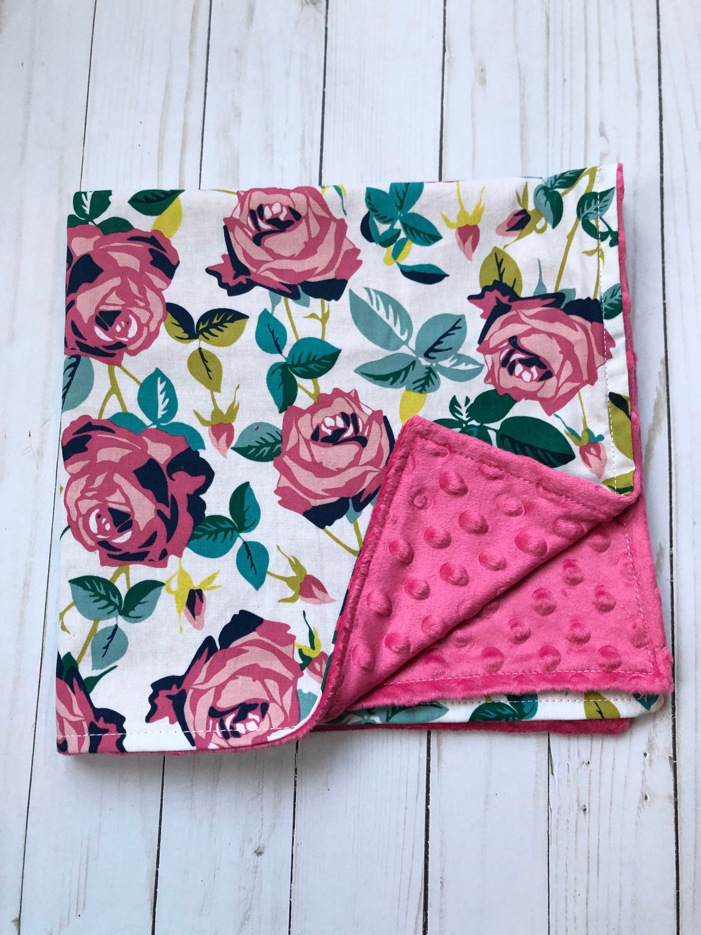 Floral Baby Blanket Baby Girl Blanket Pink Baby Blanket Etsy