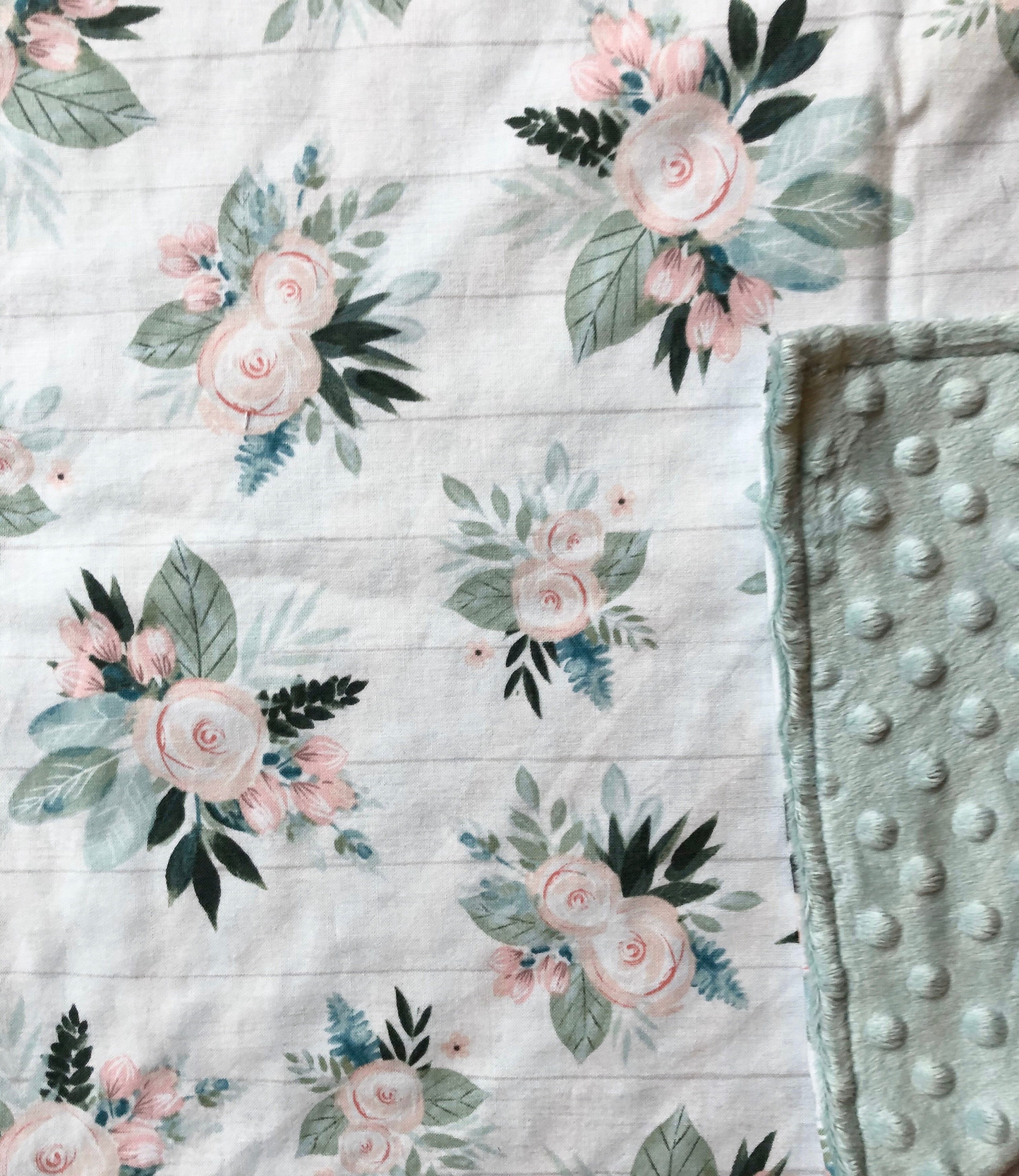 pink and green baby blanket