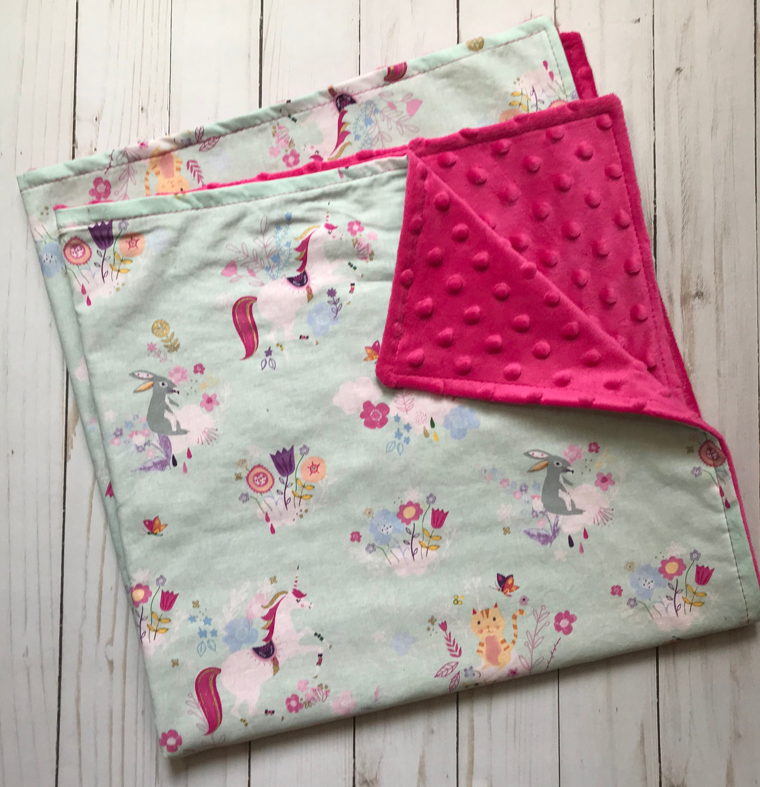 Unicorn Blanket Woodland Blanket Baby Girl Blanket Pink Etsy