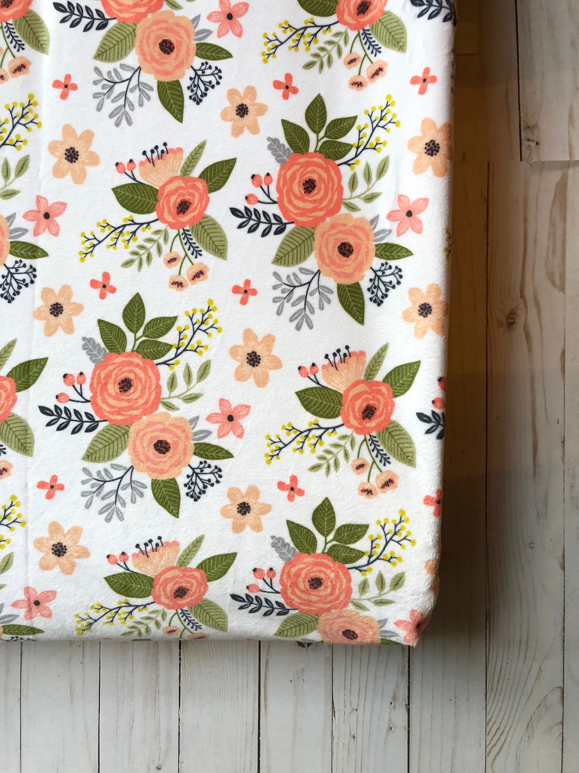 floral crib sheet and changing pad cover