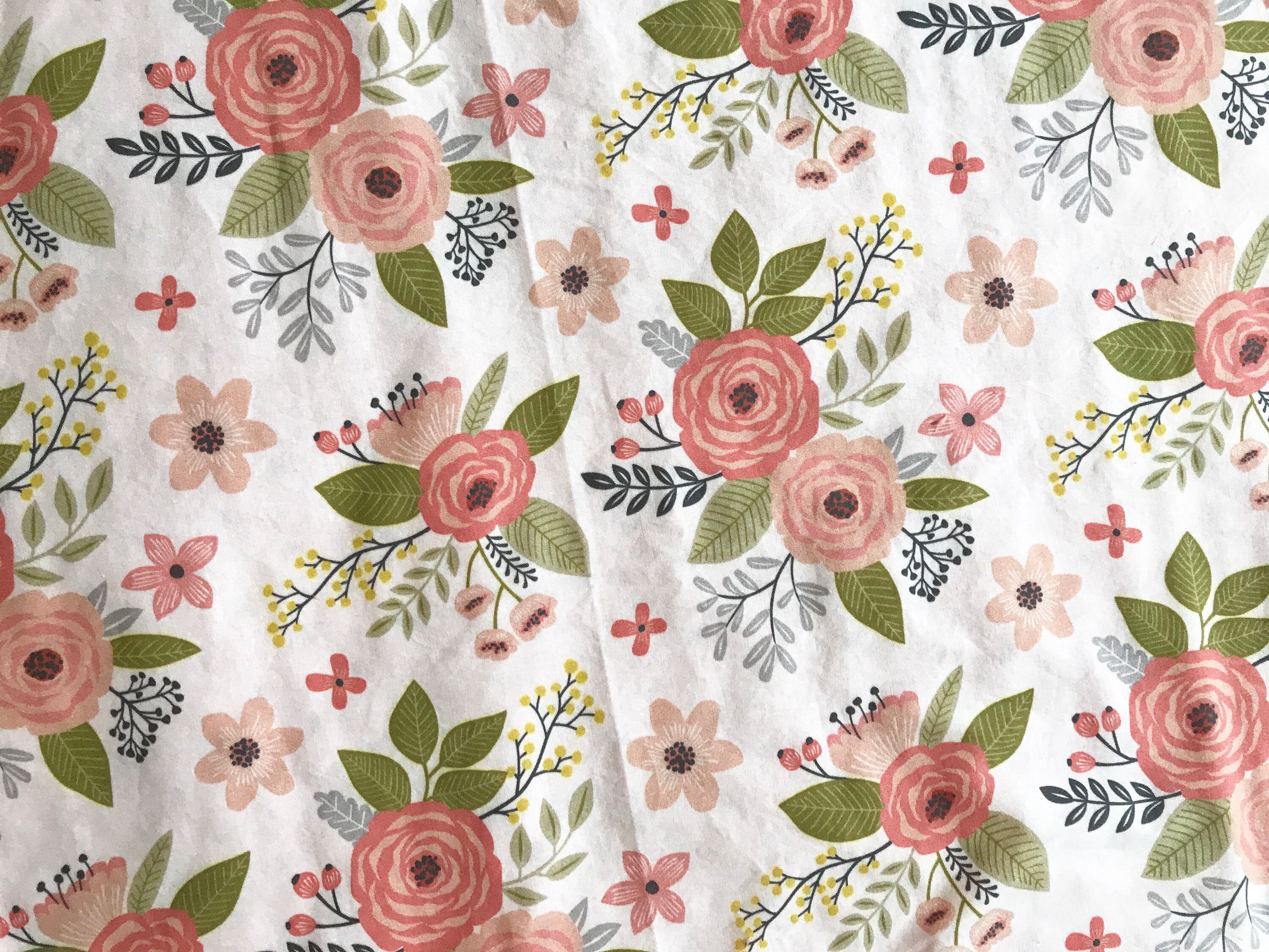 Coral Floral Baby Blanket Coral Floral Baby Bedding Coral Etsy