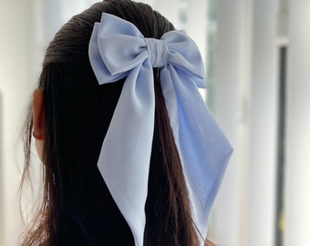 Double Bow Chiffon Blue with Pointed Tail Accessory for Girl Medium Bow for Woman Gift for Girl Christmas Gift for Girl Hen Do Bow Party