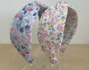 Pink Floral Turban Headband Water Lily Accessory Twist Knot Hairband Wide Wrap Hair Band Headband Spring Hair Accessory