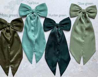 Velvet Satin Hair Bow – Elegant Bridesmaid Bow, Everyday Dress & Handbag Accessory, Versatile Multi-Use Bow