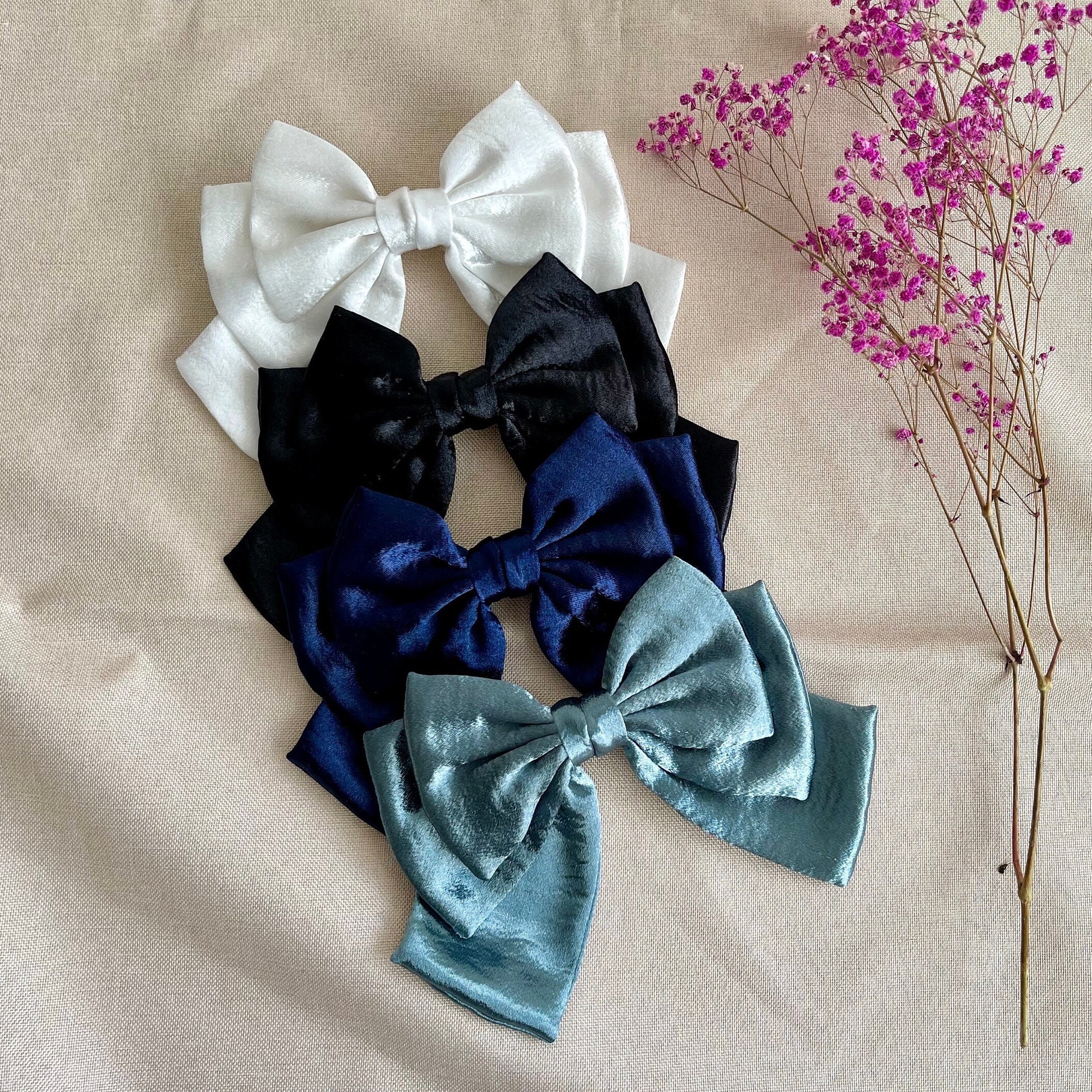 Raw Silk Bow/ Silk Hair Bow/ Toddler Bow Clip/ Silk Newborn Headband Bow/  Blue Silk Bow/ Pink Bow Silk/ Newborn Bow 