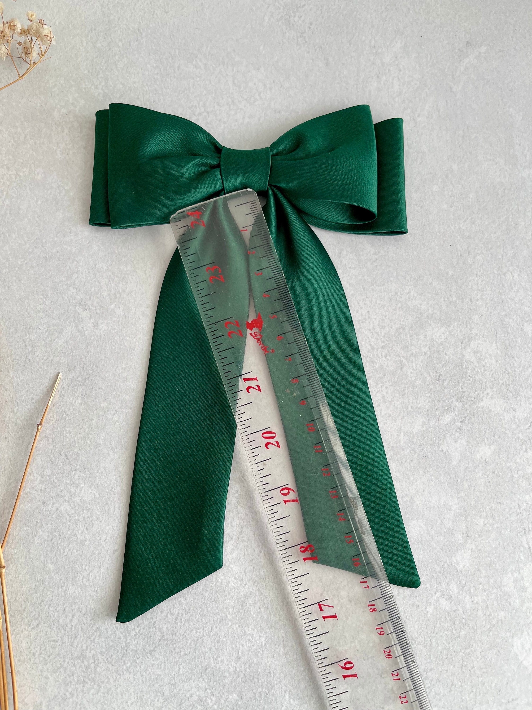 Elegant Dark‎ Green Satin Bow Barrette Hair Accessory Mint Green Satin Bow Hair Clip for Women and Girls - Retro  main image 3