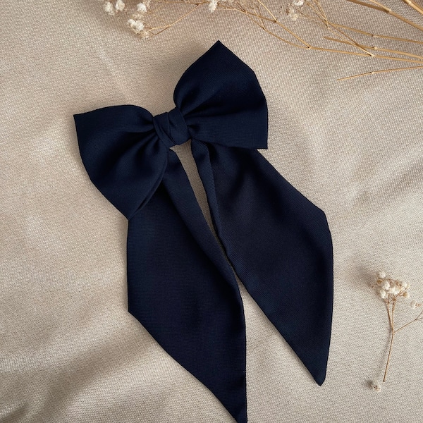 Navy Chiffon Sailor Haarschleife mit spitzem Schwanz Leichte marineblaue Schleife für Mädchen Medium Haarschleife Frau Geschenk Single Layer Bow für Party