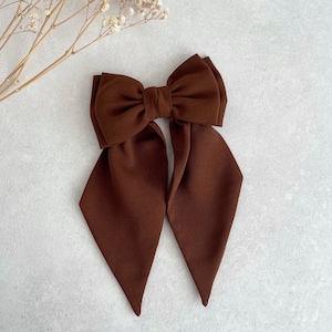 Chocoladebruine chiffon dubbele haarstrik zeemansstrik accessoire voor meisje kleine bruine strik voor vrouw cadeau vrijgezellenfeestje licht gewicht haarstrik