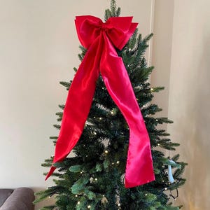 Large Red Bow for Christmas Tree Red Oversized Bow for Christmas Tree Decoration Bow Christmas Ornament Wall Decor Christmas Red Satin Bow