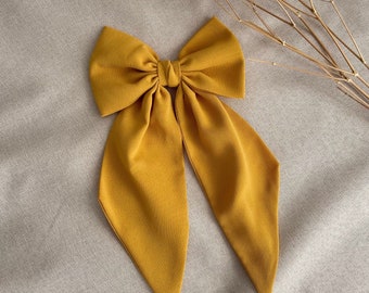 Goldenrod Yellow Sailor Hair Bow Light Weight Chiffon Yellow Bow for Girl Medium Hair Bow Woman Gift Hair Accessory Single Layer Hair Bow