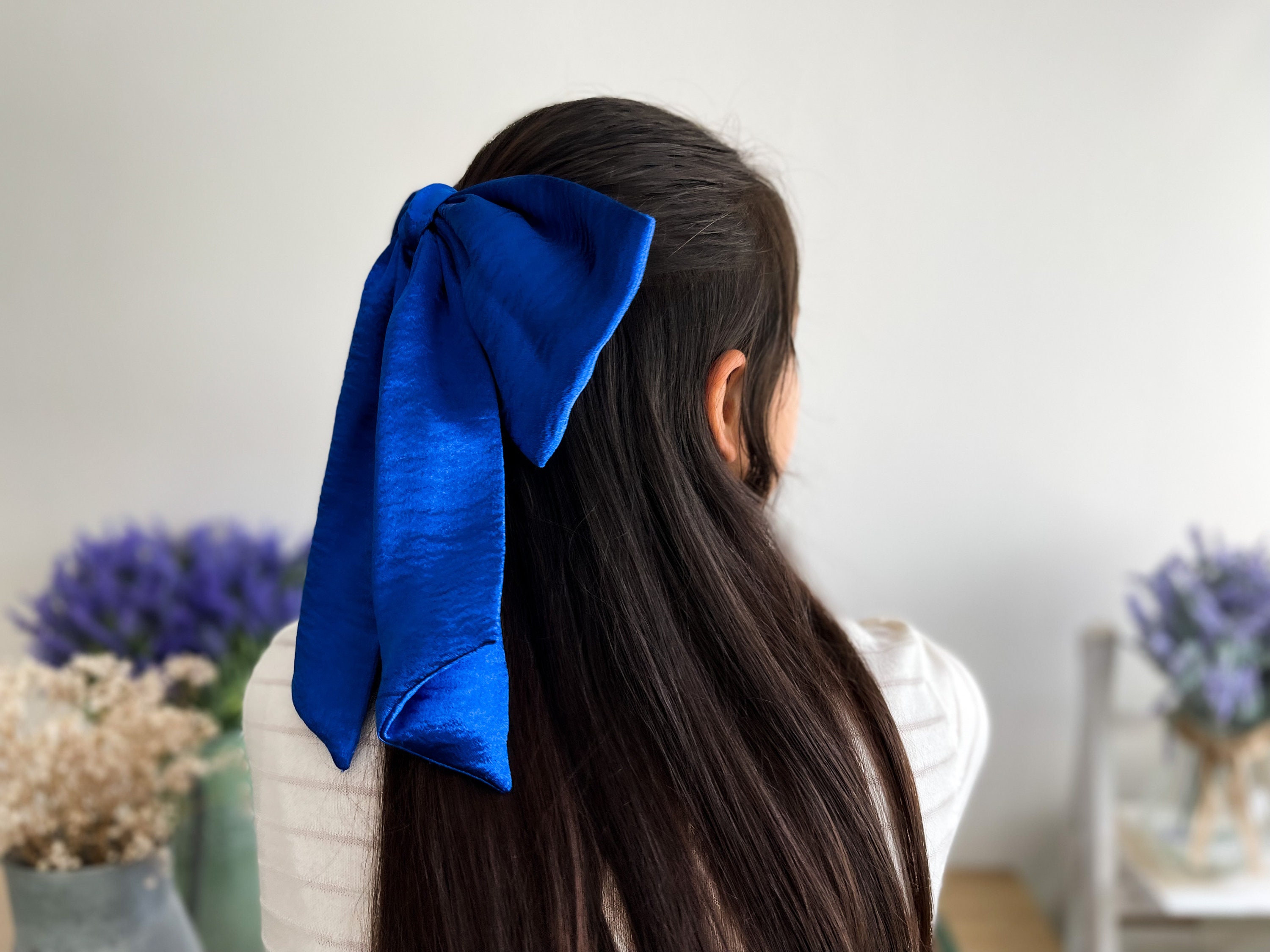 Fiocco per capelli grande in raso azzurro chiaro, fiocco Fiocco per capelli grande in raso azzurro chiaro, fiocco