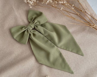 Pistachio Green Sailor Bow Light Weight Chiffon Green Hair Bow for Girl Medium Hair Bow Woman Gift Single Layer Hair Bow For Party