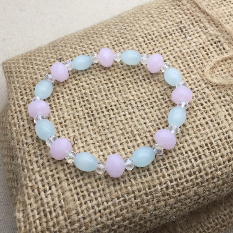 Girl Bracelet birthday Gift Kid Bracelet Pastel Blue Pink Crystal Bracelet Christmas Gift Kid Jewellery Birthday Gift Girl Acessories