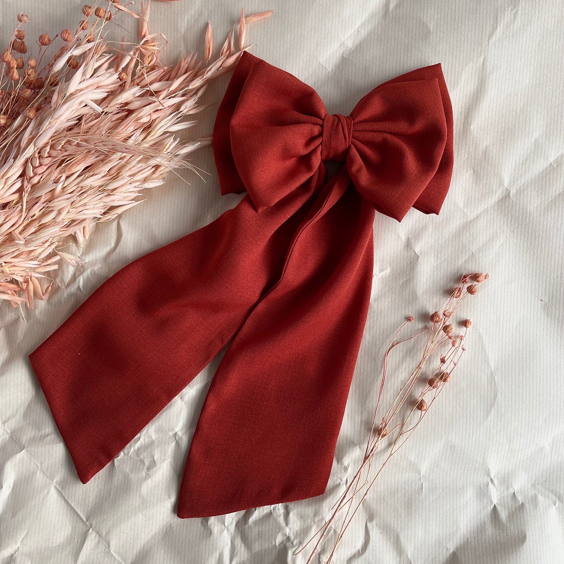 Rust Hair Bow Double Bow for Hair Accessory for Women Sienna Double Hair Bow Christmas Gift for Girlfriend Hen Do Bow Party Gift for Her
