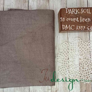 28 count MÖRK JORD handfärgat linnetyg för korsstygn, hardanger, svartstygn, broderiarbeten 19 x 27 tum