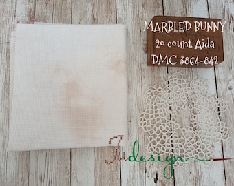 20 count MARBLED BUNNY  hand dyed Aida for cross stitch, hardanger, blackwork, embroidery works 19x21 inch