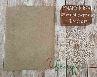 32 count KHAKY BROWN hand dyed evenweave for cross stitch, hardanger, blackwork, embroidery works 19x27 inch