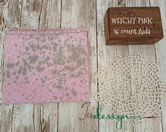 16 unidades WITCHY PINK tingido à mão Aida para ponto cruz, hardanger, blackwork, bordados 7 x 38 polegadas