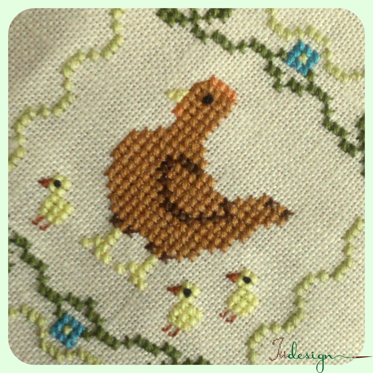 Kit Broderie Point De Croix Poules Et Oeufs - Bonheur Des Dames