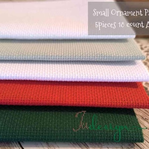 Small Ornament Pieces 18 count Aida package,  5 piece for cross stitch, hardanger, embroidery works