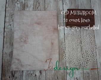28 count OLD MUSHROOM hand dyed linen for cross stitch, hardanger, blackwork, embroidery works 19x27 inch