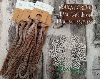 Hand painted cotton floss NOUGAT CREME hand dyed thread for embroidery, cross stitch, punto cruz, point de croix, blackwork
