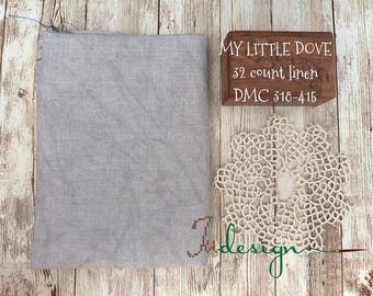 32 count MY LITTLE DOVE hand dyed linen for cross stitch, hardanger, blackwork, embroidery works 19x13 inch