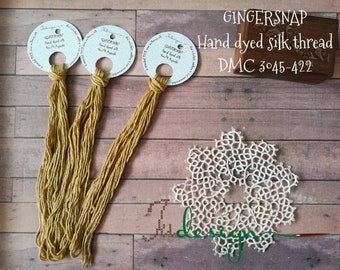Hand dyed stranded silk floss GINGERSNAP hand dyed thread for embroidery, cross stitch, punto cruz, point de croix, blackwork
