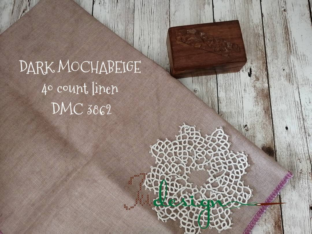 40 Count DARK MOCHABEIGE Hand Dyed Linen for Cross Stitch
