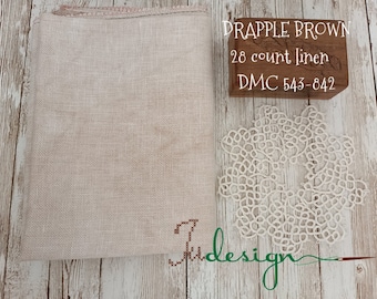 28 count DRAPPLE BROWN hand dyed linen for cross stitch, hardanger, blackwork, embroidery works 19x27 inch