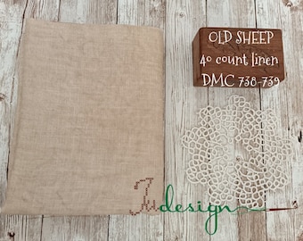 40 count OLD SHEEP hand dyed linen for cross stitch, hardanger, blackwork, embroidery works 38x27 inch