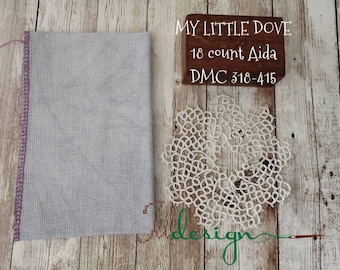 18 count MY LITTLE DOVE hand dyed Aida for cross stitch, hardanger, blackwork, embroidery works 7x19 inch