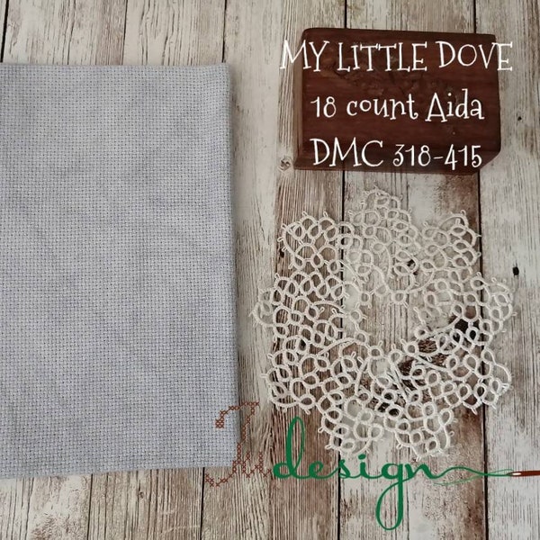 18 count MY LITTLE DOVE hand dyed Aida for cross stitch, hardanger, blackwork, embroidery works 7x19 inch