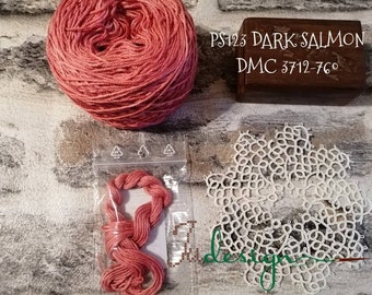 Fio tingido à mão de seda premium PS123 DARK SALMON fio tingido à mão 8m para bordado, ponto cruz, ponto cruz, ponto de croix