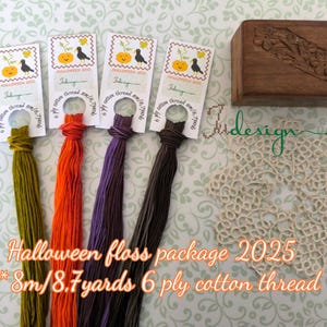 HALLOWEEN FLOSS PACK 2025 hand dyed thread collection of solid variegated colors for embroidery, cross stitch, punto cruz, point de croix