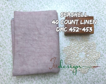 40 count SEASHELL hand dyed linen for cross stitch, hardanger, blackwork, embroidery works 19x27 inch